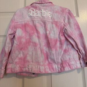 Cotton On Kids Barbie Pink and White Denim Jacket